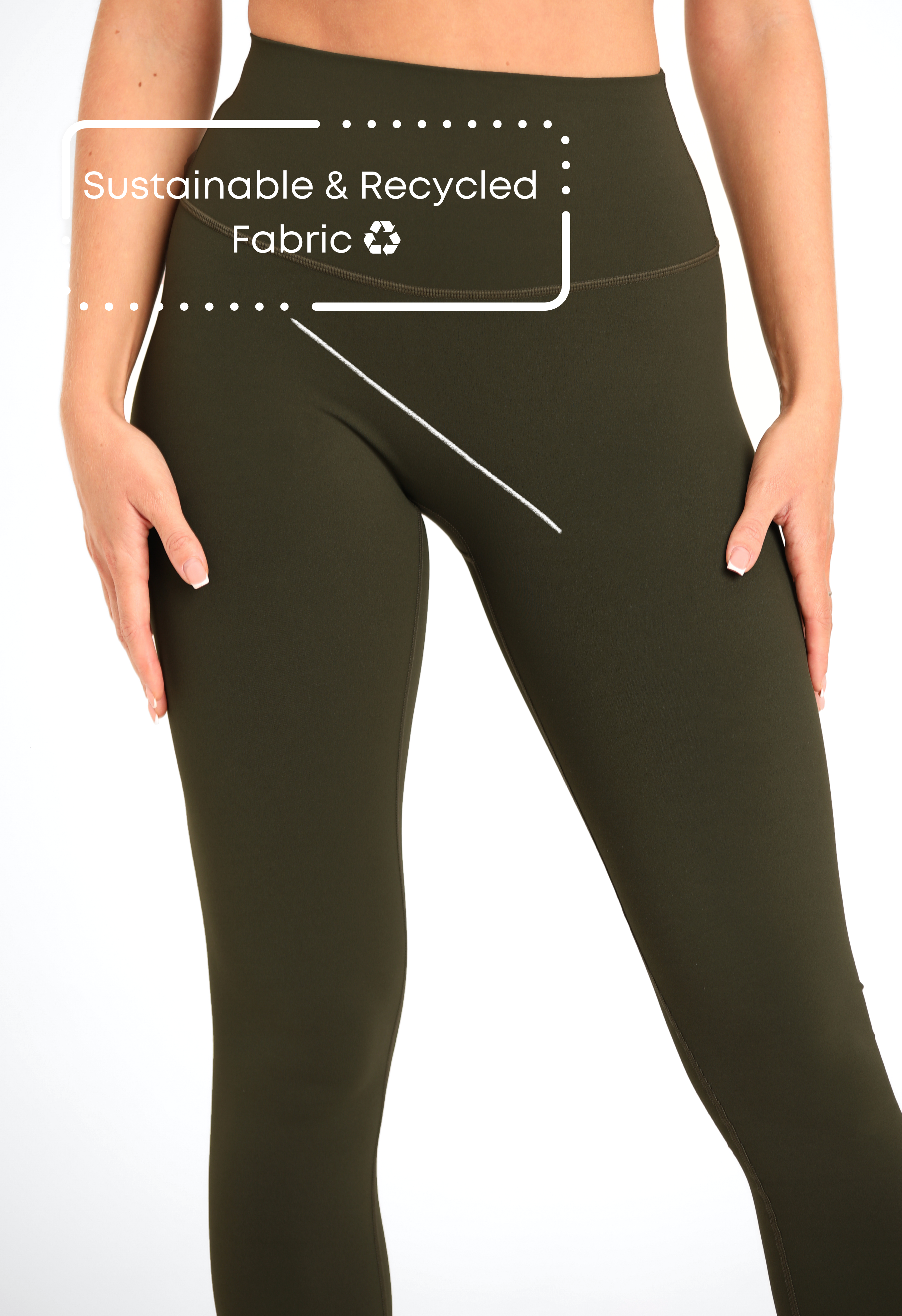 High-Waist Legging - No-Front-Seam - Earth Green ♻️